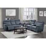 9301BUE-3 Double Reclining Sofa with Center Drop-Down Cup Holders - Image 6