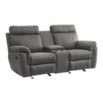 9301GRY-2 Double Glider Reclining Love Seat with Center Console - Image 2