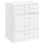 DANBURY 3-DRAWER MAKEUP VANITY & STOOL SET WHITE HIGH GLOSS - Image 4