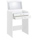 DANBURY 3-DRAWER MAKEUP VANITY & STOOL SET WHITE HIGH GLOSS - Image 7