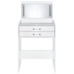 DANBURY 3-DRAWER MAKEUP VANITY & STOOL SET WHITE HIGH GLOSS - Image 8