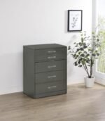 DANBURY 3-DRAWER MAKEUP VANITY & STOOL SET GREY HIGH GLOSS - Image 2
