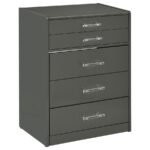 DANBURY 3-DRAWER MAKEUP VANITY & STOOL SET GREY HIGH GLOSS - Image 4