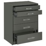 DANBURY 3-DRAWER MAKEUP VANITY & STOOL SET GREY HIGH GLOSS - Image 5