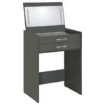 DANBURY 3-DRAWER MAKEUP VANITY & STOOL SET GREY HIGH GLOSS - Image 6