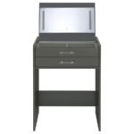 DANBURY 3-DRAWER MAKEUP VANITY & STOOL SET GREY HIGH GLOSS - Image 8