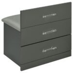 DANBURY 3-DRAWER MAKEUP VANITY & STOOL SET GREY HIGH GLOSS - Image 14