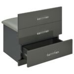 DANBURY 3-DRAWER MAKEUP VANITY & STOOL SET GREY HIGH GLOSS - Image 15
