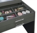 DANBURY 3-DRAWER MAKEUP VANITY & STOOL SET GREY HIGH GLOSS - Image 17