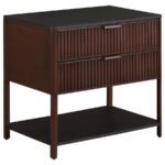 ZIMMERLEE 2-DRAWER SIDE TABLE WITH SHELF RUST BROWN