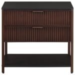 ZIMMERLEE 2-DRAWER SIDE TABLE WITH SHELF RUST BROWN - Image 3