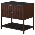 ZIMMERLEE 2-DRAWER SIDE TABLE WITH SHELF RUST BROWN - Image 4
