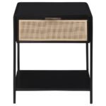 AMHERST 1-DRAWER RADIO WEAVE CANE METAL BEDSIDE TABLE BLACK - Image 3