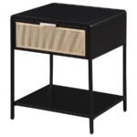 AMHERST 1-DRAWER RADIO WEAVE CANE METAL BEDSIDE TABLE BLACK - Image 4