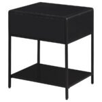 AMHERST 1-DRAWER RADIO WEAVE CANE METAL BEDSIDE TABLE BLACK - Image 7