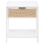 AMHERST 1-DRAWER RADIO WEAVE CANE METAL BEDSIDE TABLE WHITE - Image 3