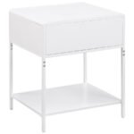 AMHERST 1-DRAWER RADIO WEAVE CANE METAL BEDSIDE TABLE WHITE - Image 6