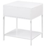 AMHERST 1-DRAWER RADIO WEAVE CANE METAL BEDSIDE TABLE WHITE - Image 7