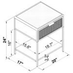 AMHERST 1-DRAWER RADIO WEAVE CANE METAL BEDSIDE TABLE WHITE - Image 10