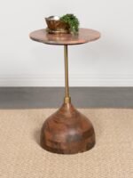 COLIMA ROUND WOOD TOP ACCENT SIDE TABLE PEACH - Image 2