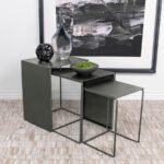 IMEZ 3-PIECE RECTANGULAR METAL NESTING TABLE SET GREY - Image 2