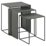 IMEZ 3-PIECE RECTANGULAR METAL NESTING TABLE SET GREY