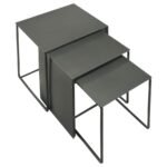 IMEZ 3-PIECE RECTANGULAR METAL NESTING TABLE SET GREY - Image 3