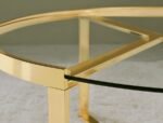 DELIA 2-PIECE ROUND GLASS TOP NESTING COFFEE TABLE GOLD - Image 9