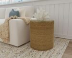HALDEN ROUND WOVEN SEAGRASS ACCENT SIDE TABLE LIGHT BROWN - Image 2