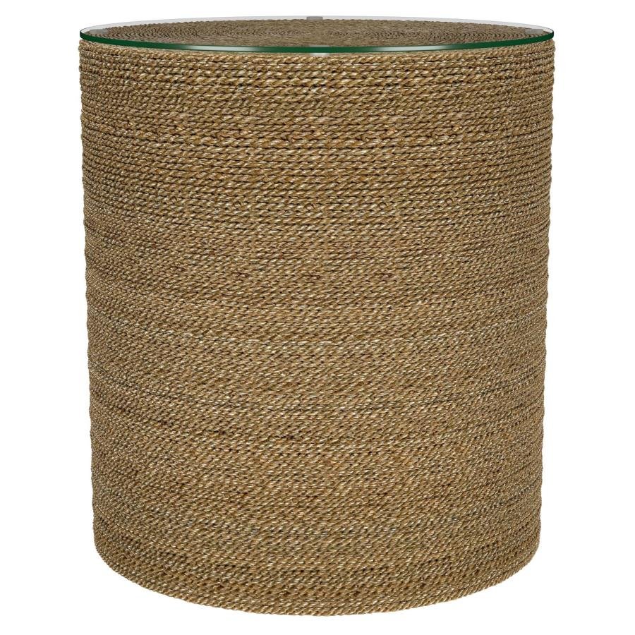 930270_02x900.jpg HALDEN ROUND WOVEN SEAGRASS ACCENT SIDE TABLE LIGHT BROWN - Image 1