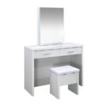 BUNBURY MAKEUP VANITY TABLE SET STORAGE MIRROR AND STOOL WHITE