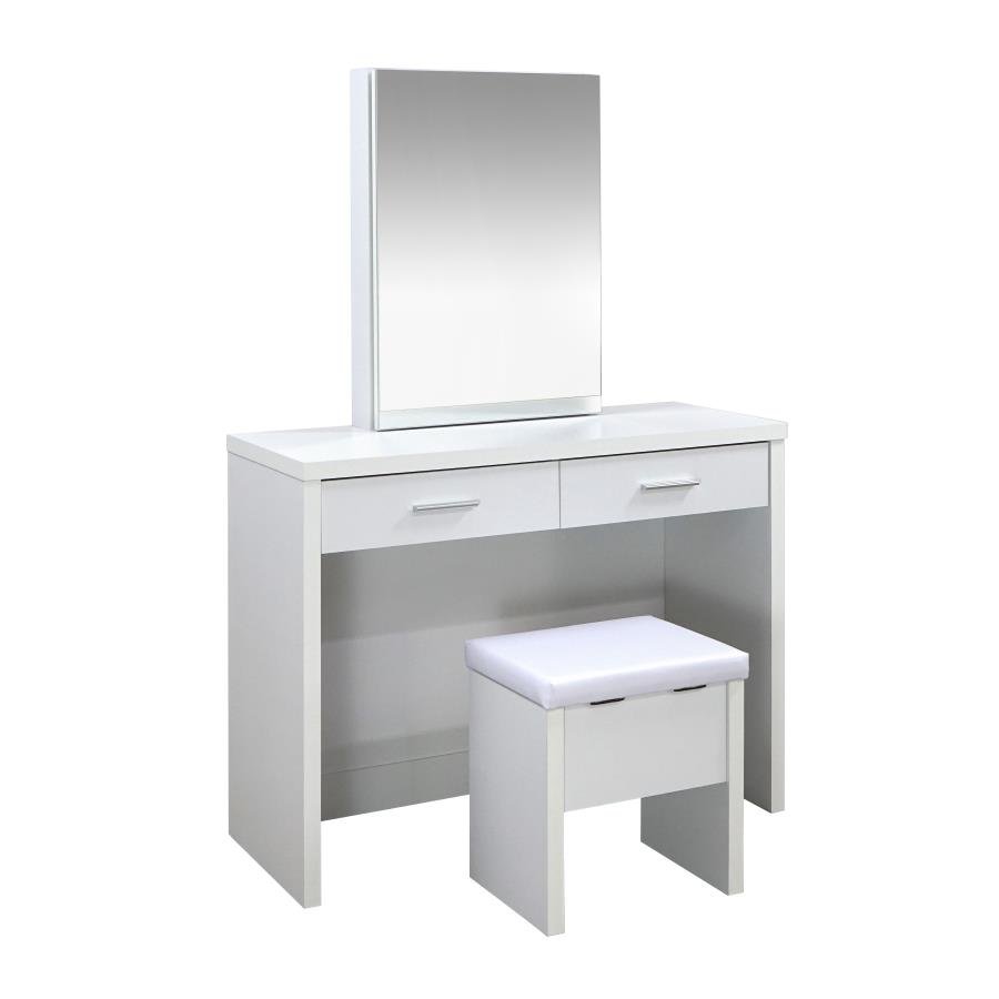 930280_SP1x900.jpg BUNBURY MAKEUP VANITY TABLE SET STORAGE MIRROR AND STOOL WHITE - Image 1