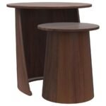 YENCY 2-PIECE ROUND MANGO WOOD NESTING TABLE SET DARK BROWN MANGO