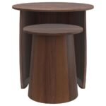 YENCY 2-PIECE ROUND MANGO WOOD NESTING TABLE SET DARK BROWN MANGO - Image 3