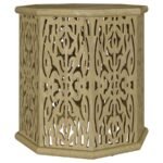 TORRES OCTAGONAL SOLID MANGO WOOD SIDE TABLE NATURAL BROWN