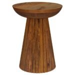 AUREO ROUND SOLID WOOD ACCENT SIDE TABLE WILD HONEY