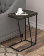 CARLY EXPANDABLE ENGINEERED WOOD C-SHAPED SIDE TABLE GREY - Image 2
