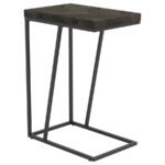 CARLY EXPANDABLE ENGINEERED WOOD C-SHAPED SIDE TABLE GREY