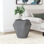 JACINTO OCTAGONAL SOLID MANGO WOOD SIDE TABLE GREY - Image 2