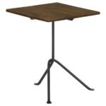 HEITOR SQUARE WOOD TOP ACCENT SIDE TABLE DARK BROWN