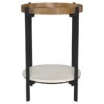 ADHVIK ROUND END SIDE TABLE MARBLE SHELF NATURAL AND BLACK - Image 3