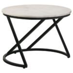 MIGUEL ROUND MARBLE TOP COFFEE TABLE WHITE AND BLACK