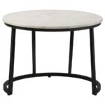 MIGUEL ROUND MARBLE TOP COFFEE TABLE WHITE AND BLACK - Image 3