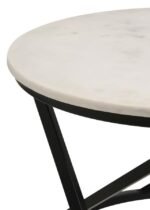 MIGUEL ROUND MARBLE TOP COFFEE TABLE WHITE AND BLACK - Image 4