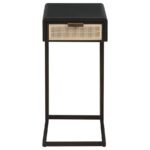 AMHERST 1-DRAWER RADIO WEAVE CANE METAL SIDE TABLE BLACK - Image 3