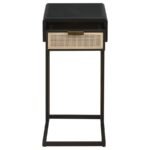 AMHERST 1-DRAWER RADIO WEAVE CANE METAL SIDE TABLE BLACK - Image 4