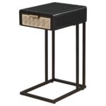 AMHERST 1-DRAWER RADIO WEAVE CANE METAL SIDE TABLE BLACK - Image 5