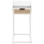 AMHERST 1-DRAWER RADIO WEAVE CANE METAL SIDE TABLE WHITE - Image 4