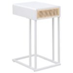 AMHERST 1-DRAWER RADIO WEAVE CANE METAL SIDE TABLE WHITE - Image 5