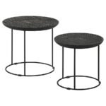 LOANNIS 2-PIECE ROUND MANGO WOOD NESTING TABLE MATTE BLACK